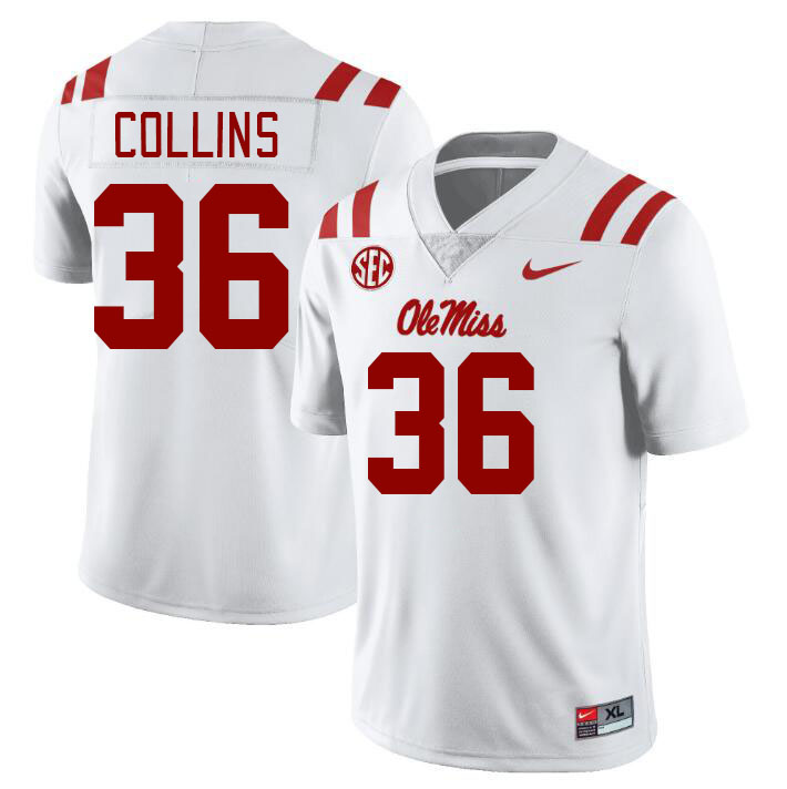 Men #36 Raymond Collins Ole Miss Rebels College Football Jerseys Stitched-White